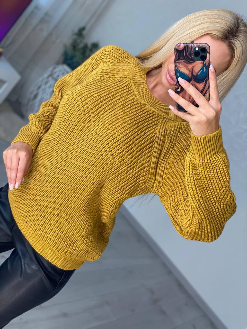 Светр жіночий Соня оверсайз р. 48 Гірчичний (222-нс) - фото 4 Светр жіночий Соня оверсайз р. 48 Гірчичний (222-нс) - фото 4