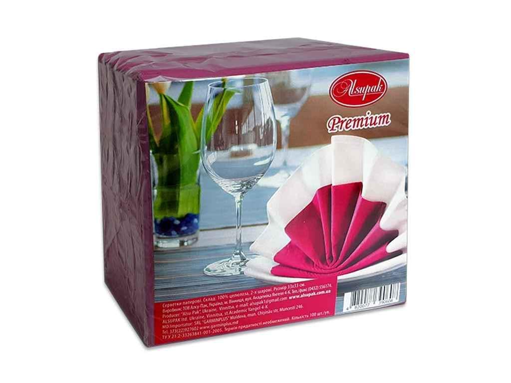 Салфетка Алсу-Пак 100 шт. 33x33 см Бордовый (1018142)