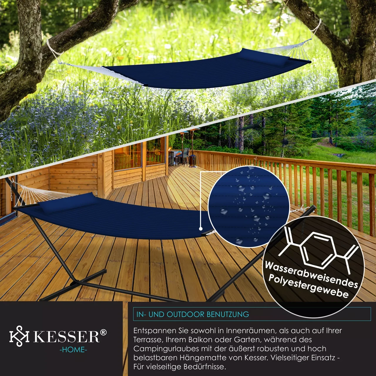 Гамак підвісний для саду та дачі KESSER 200 кг 360x120x115 см (4255598323192) - фото 3 Гамак підвісний для саду та дачі KESSER 200 кг 360x120x115 см (4255598323192) - фото 3