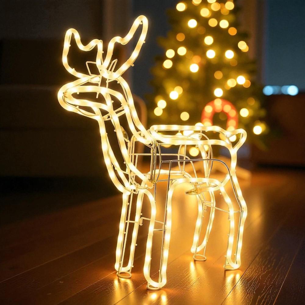 Декоративна світлодіодна фігура "Новорічний олень" висота 120 см 220 В з поворотом голови Теплий білий