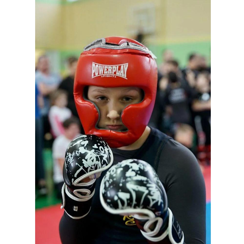 Боксерский шлем тренировочный PowerPlay 3068 PU Amara S Красный/Белый - фото 5 Боксерский шлем тренировочный PowerPlay 3068 PU Amara S Красный/Белый - фото 5