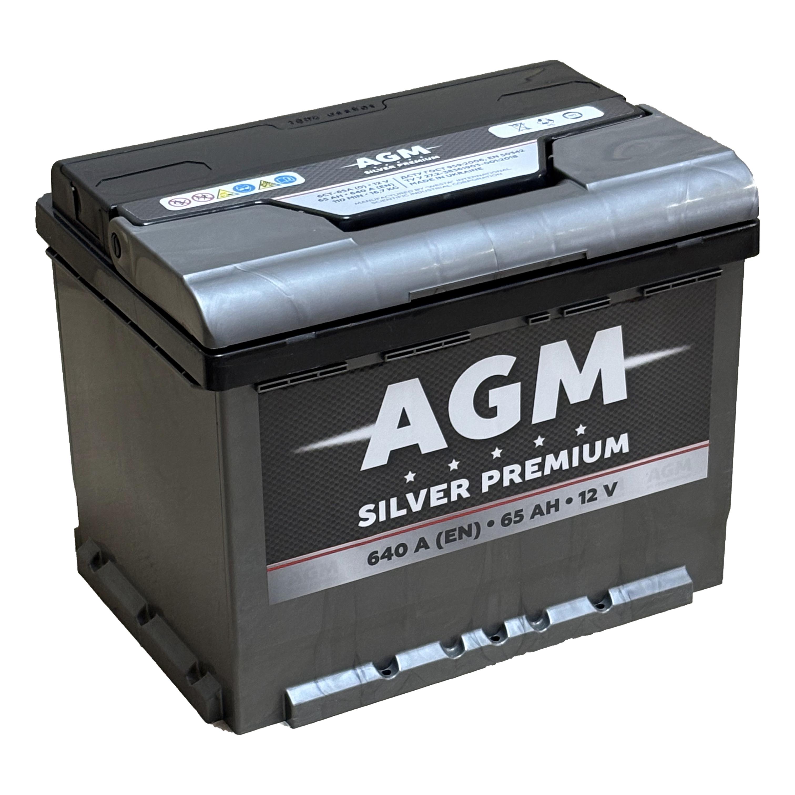 Аккумулятор автомобильный 6CT-65 AGM Premium EN640 65Ah-12V + справа 242х175х190 мм