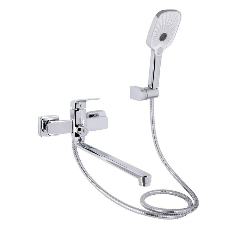 Смеситель для ванны Qtap Tern с длинным поворотным изливом и душевым гарнитуром Chrome (QTTER260CRM47587)