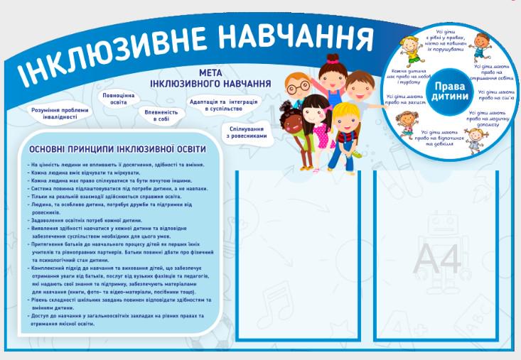 Стенд для школи "Инклюзивна навчання" із ПВХ 910х600 мм (IO0003)