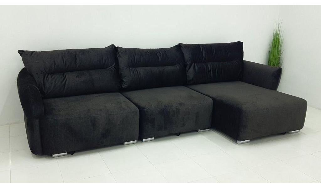 Диван угловой раскладной Вуди Нью-Йорк дерево/ламинированная ДСП/ткань Черный