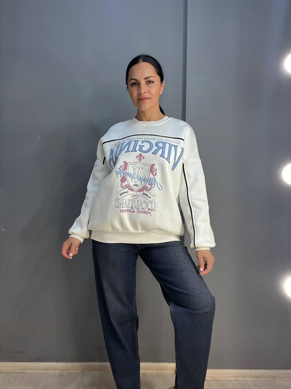 Світшот жіночий OLIVIA 2468 VIRGINIA утеплений на флісі OS Білий (1110) - фото 8