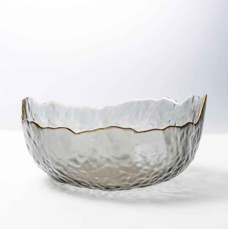 Салатник скляний 20 см Чорно-прозорий (18457)