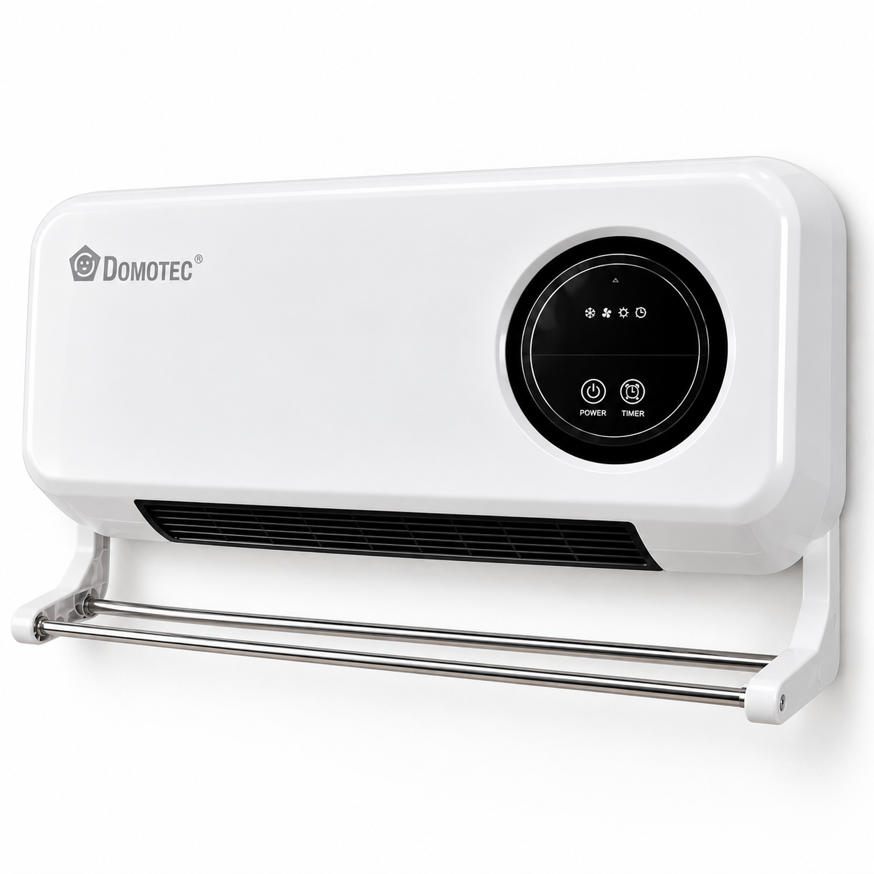 Настенный электрический обогреватель-тепловентилятор Domotec MS-5963 2000 Вт с пультом дистанционного управления и полотенцесушителем и одежды Белый