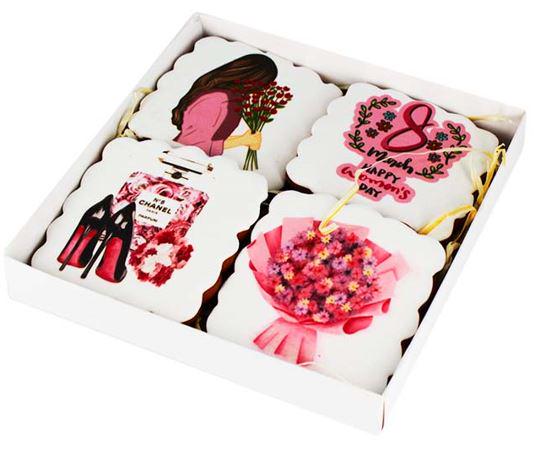 Набор пряников с принтом Крафт Печиво 8 марта 4 шт./уп.