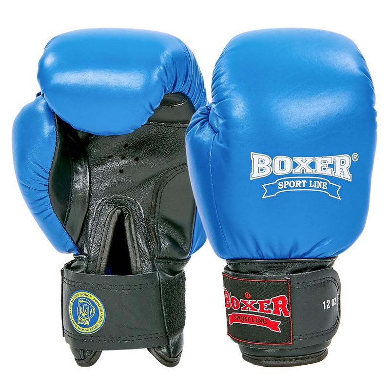 Боксерские перчатки BOXER Profi ФБУ натуральная кожа 12 oz Сине-черный (BO-2001)