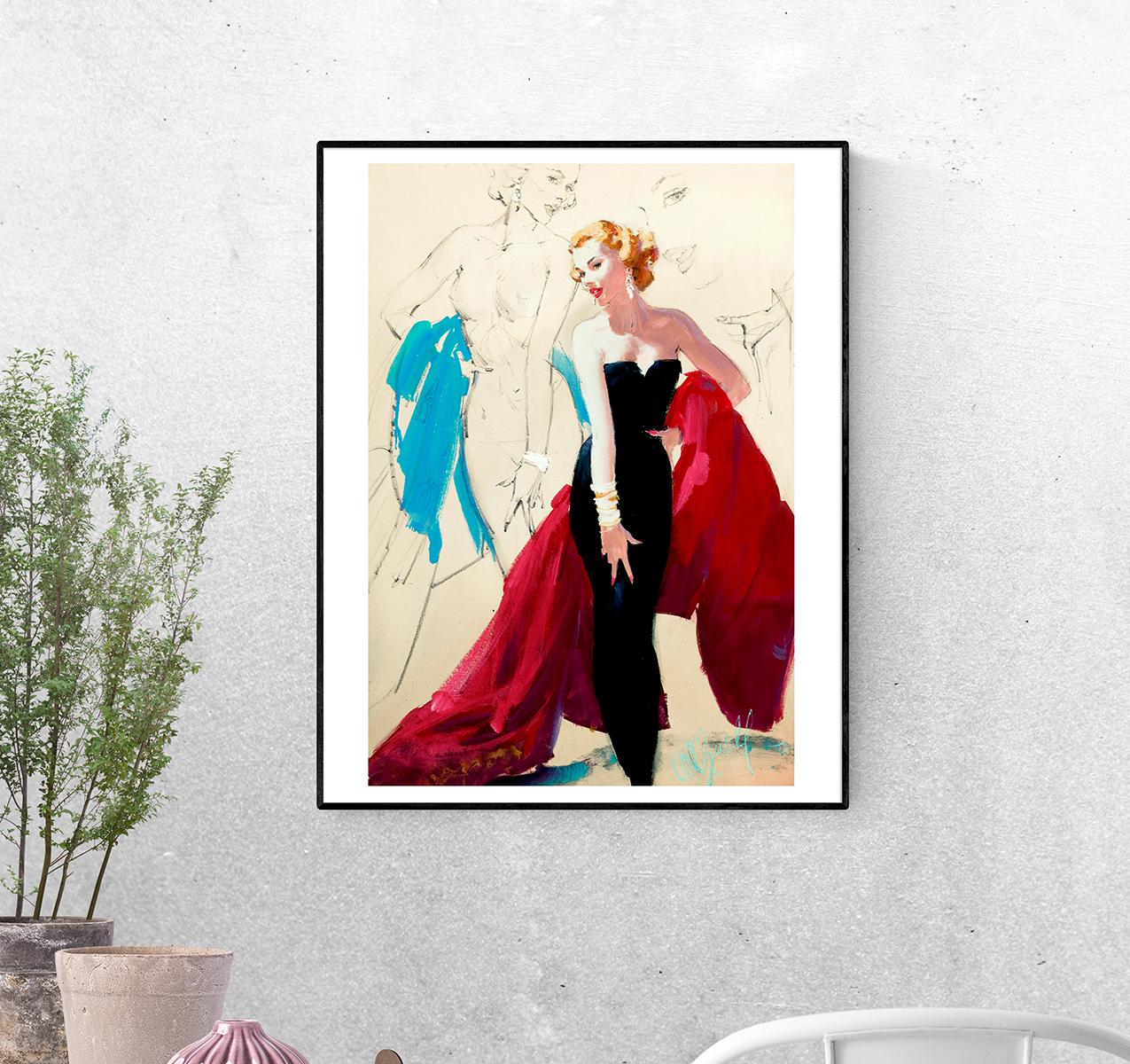 Постер Эскиз вечернего платья формат А-5 (pin_up0004007_Poster)