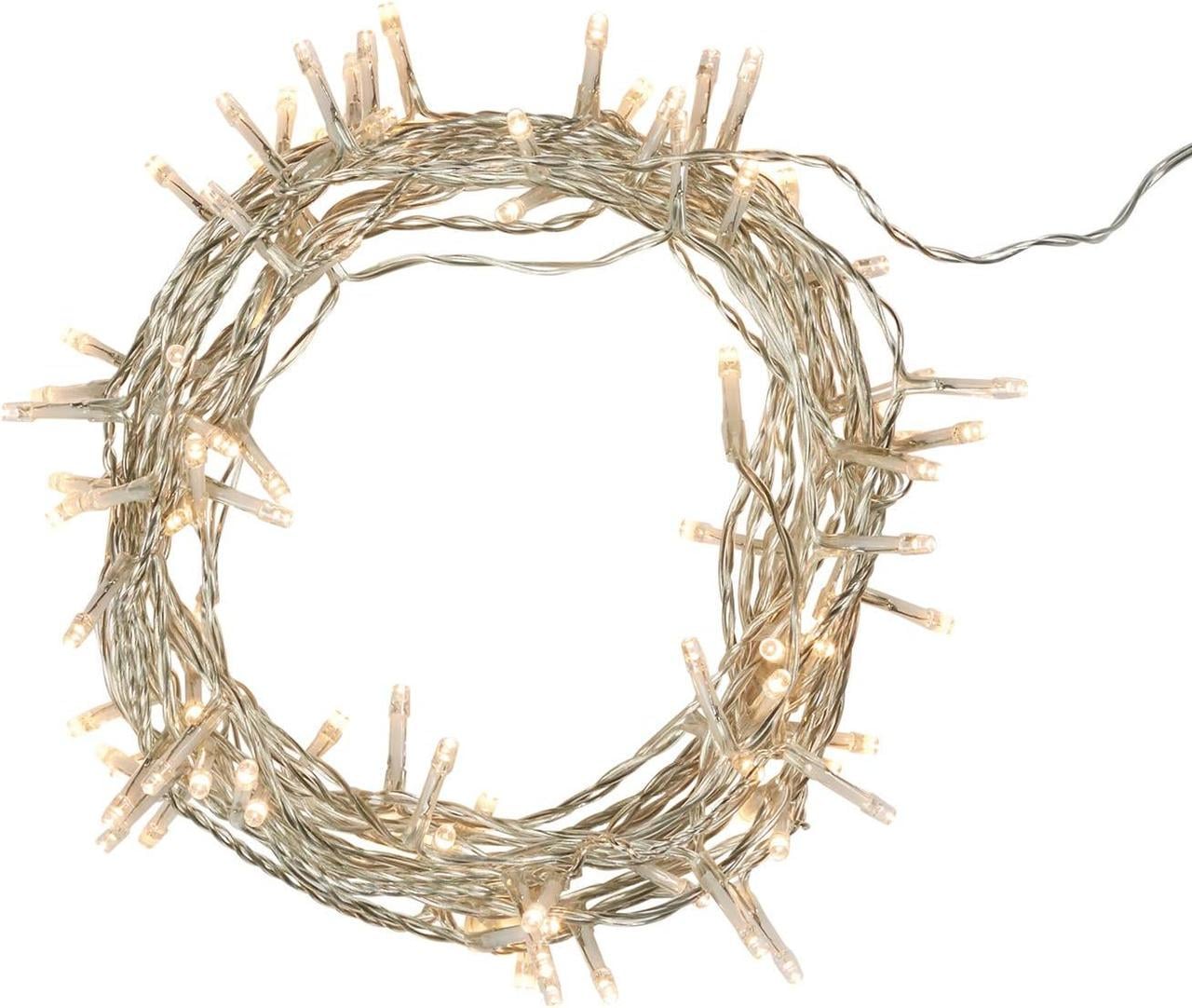 Гірлянда Lights4fun100 світлодіодів тепле біле світло прозорий кабель 8 м