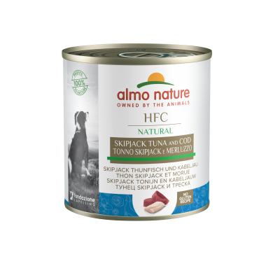 Корм консервированный Almo Nature для всех пород с полосатым тунцем и треской 290 г