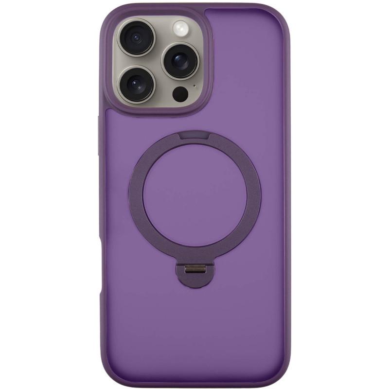 Противоударный TPU+PC чехол Metal Buttons with MagSafe Colorful HQ Ring для Apple iPhone 16 Pro (6.3") Purple