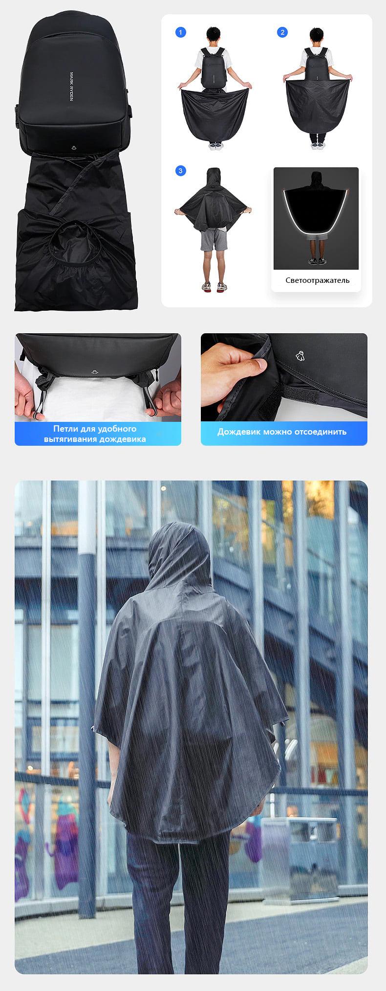 Рюкзак Mark Ryden MR9068YY с дождевиком (11337211) - фото 25 Рюкзак Mark Ryden MR9068YY с дождевиком (11337211) - фото 25