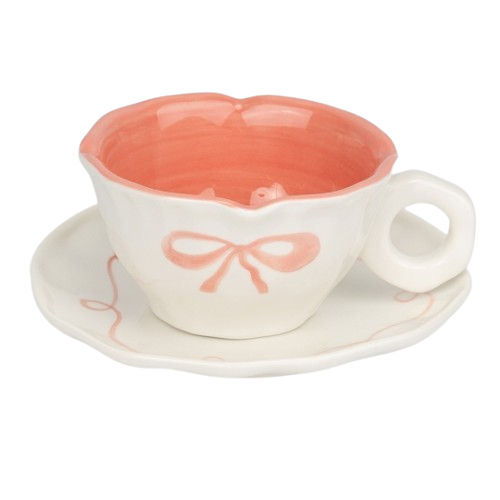 Чашка с блюдцем Нежный бантик 200 мл Розовый (2772287805)