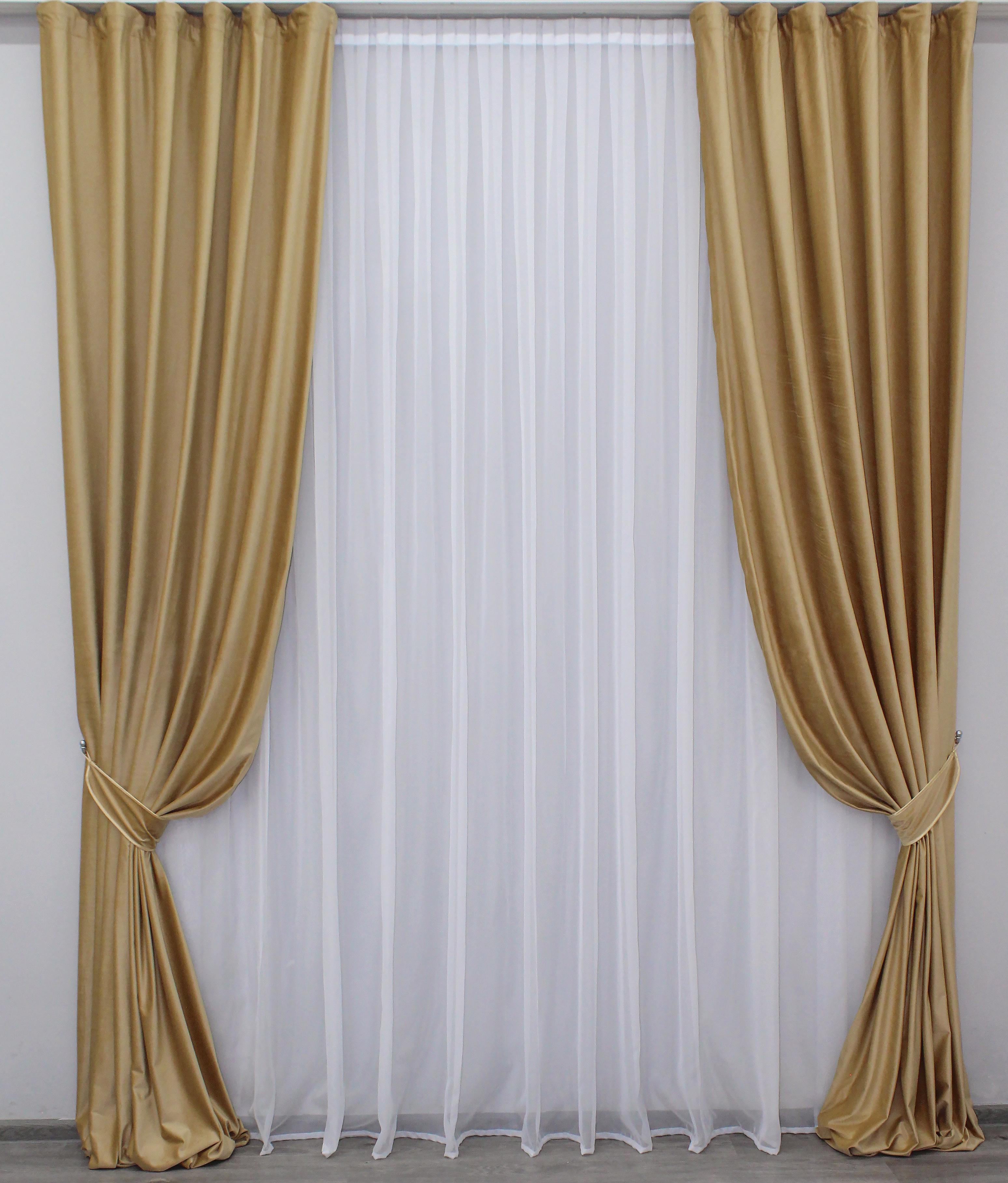 Комплект штор VR-Textil № 1038ш бархат 100х285 см 2 шт. Золотистый (31-798)