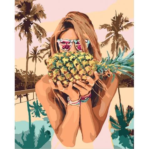 Картина по номерам Идейка Люди Сочный ананас 40х50 см в термопакете (КНО4629-mt)