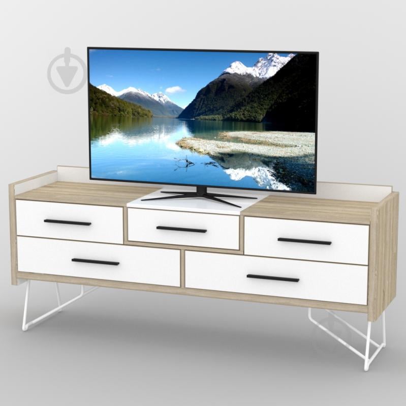 Тумба под телевизор Тиса Мебель ТВ-397 Дуб сонмоа Белый Тумба под телевизор Тиса Мебель ТВ-397 Дуб сонмоа Белый