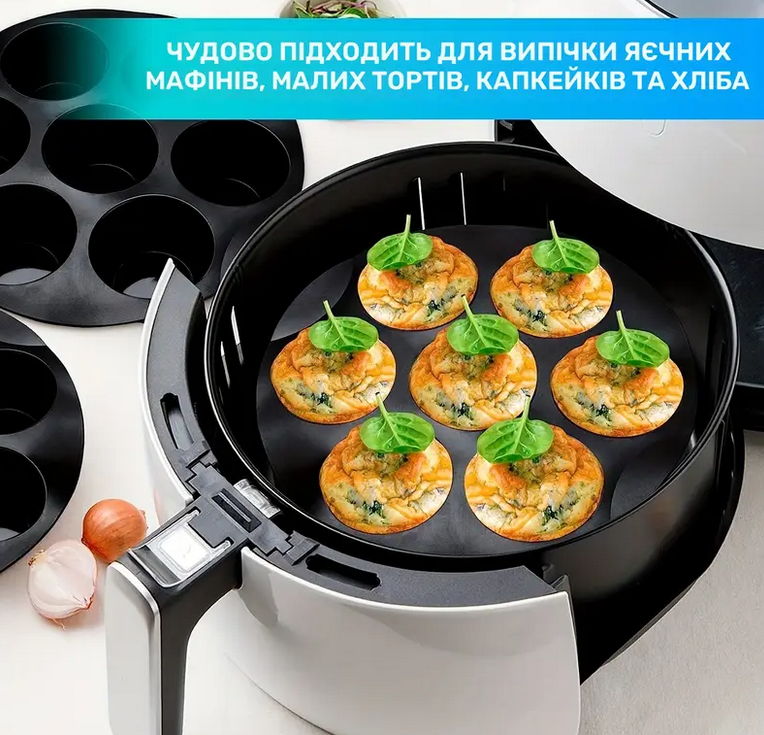 Форма силиконовая для выпечки и закусок в аэрогриле Мафины Черный 15,5 см (TYQ-15.5) - фото 5 Форма силиконовая для выпечки и закусок в аэрогриле Мафины Черный 15,5 см (TYQ-15.5) - фото 5