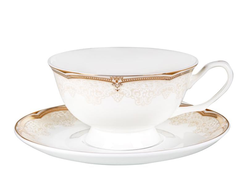 Чайний набір Lefard Золота класика на 6 персон чашки із золотою облямівкою 220 мл Білий (440-133) - фото 2 Чайний набір Lefard Золота класика на 6 персон чашки із золотою облямівкою 220 мл Білий (440-133) - фото 2