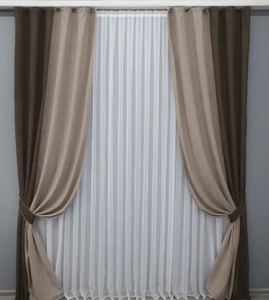Комбинированные шторы 1,5х2,85 м 2 шт. Венге/Бежевый (014дк/1096-1194ш)