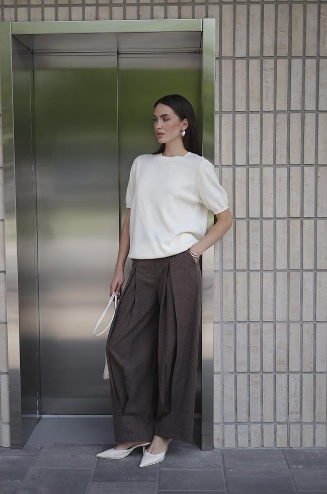 Брюки Lipar 9170 палаццо с двойными стрелками р. 46 Мокко (16897445)