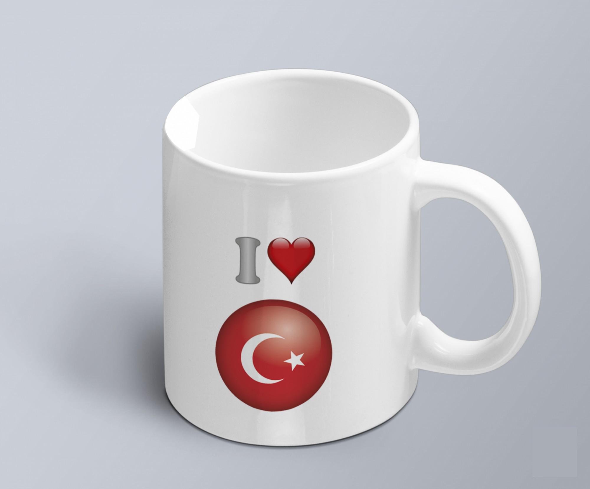 Чашка с принтом я люблю Турцию с изображением флага (02010109047)