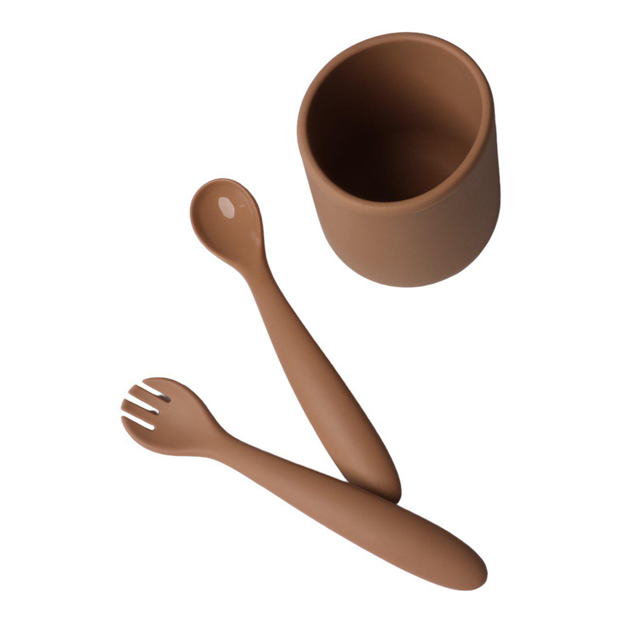 Комплект силіконового посуду для дітей 6 пр. Brown (11169134) - фото 5 Комплект силіконового посуду для дітей 6 пр. Brown (11169134) - фото 5