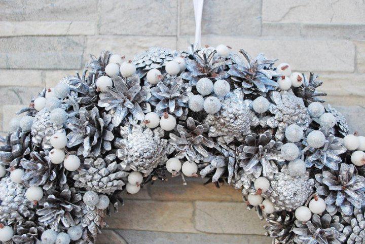 Венок новогодний 40 см Серебряный (4782372) - фото 3 Венок новогодний 40 см Серебряный (4782372) - фото 3