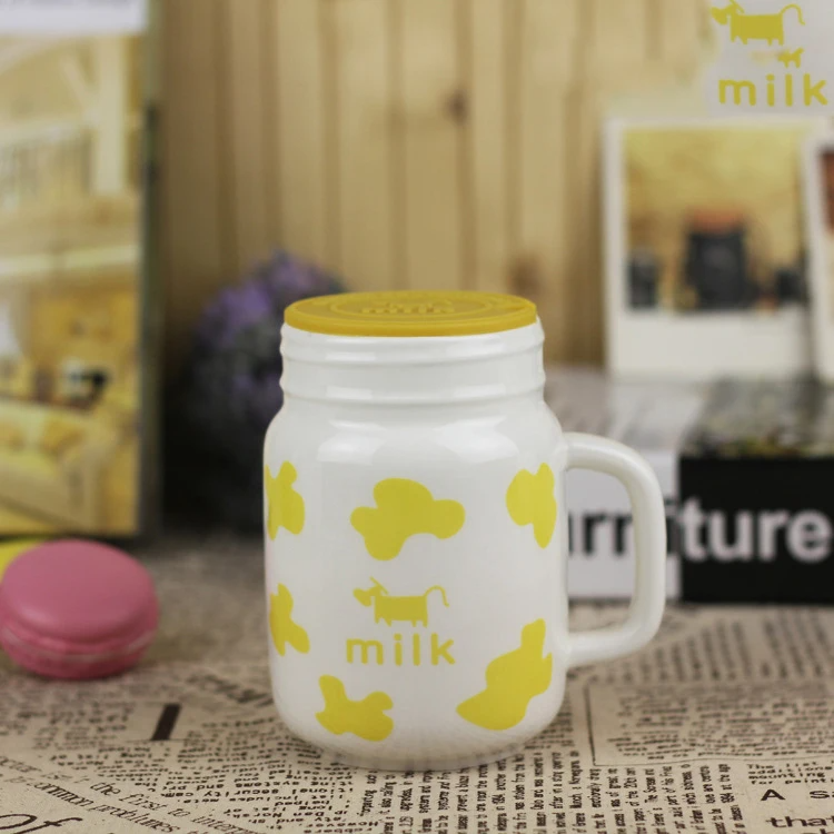 Кружка керамическая Бидончик с крышкой и ложкой 400 мл Желтый (21-жов-35191-1) - фото 3 Кружка керамическая Бидончик с крышкой и ложкой 400 мл Желтый (21-жов-35191-1) - фото 3