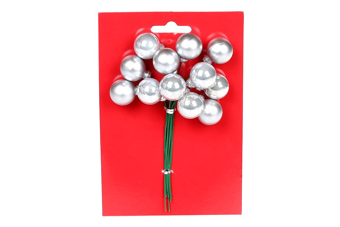 Гроздь ягод Bonadi для декора 12 шт. 2 см Серебро (898-234)