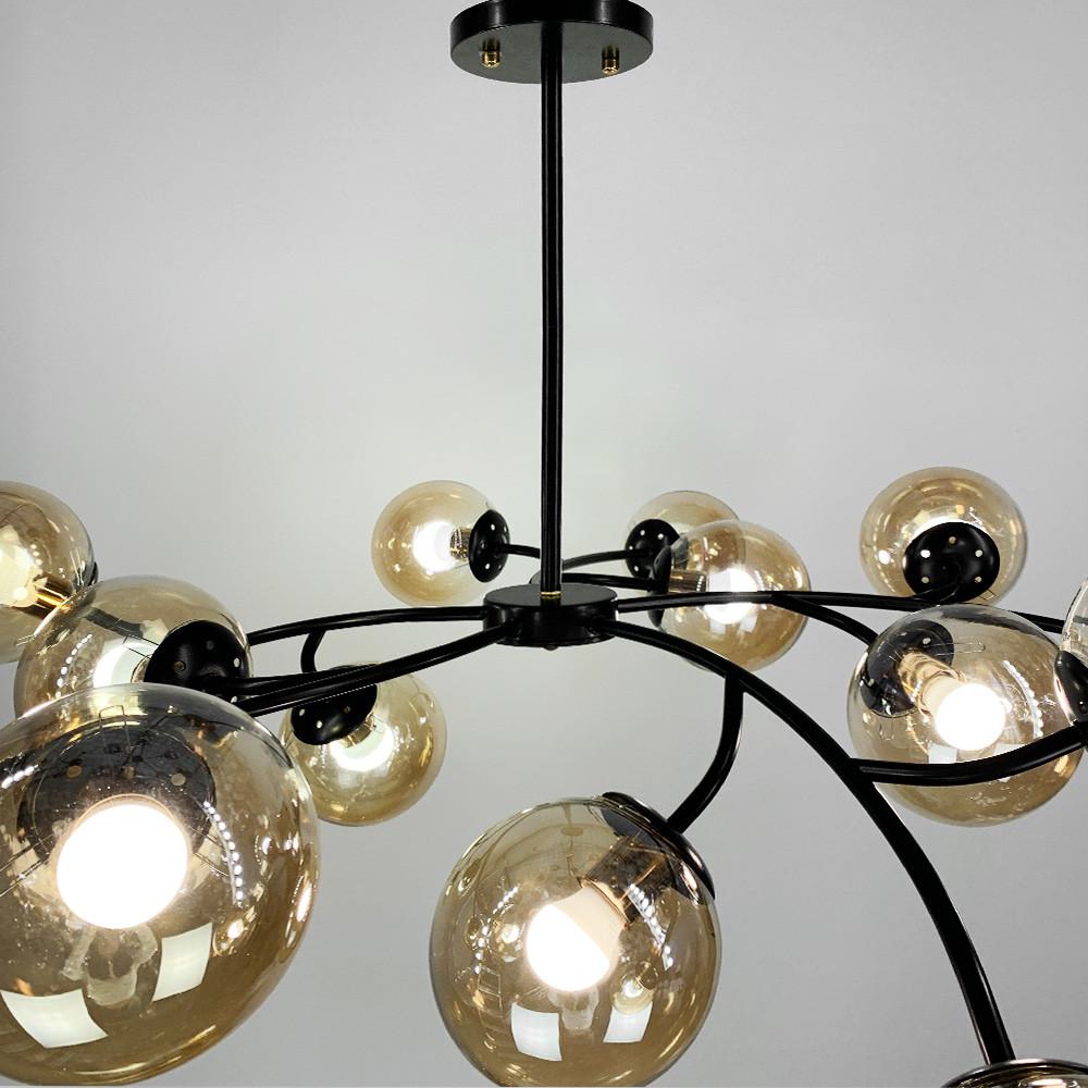 Люстра с поворотными веточками на 15 янтарных плафонов Черный (K 21/15 BK+AM) - фото 4 Люстра с поворотными веточками на 15 янтарных плафонов Черный (K 21/15 BK+AM) - фото 4