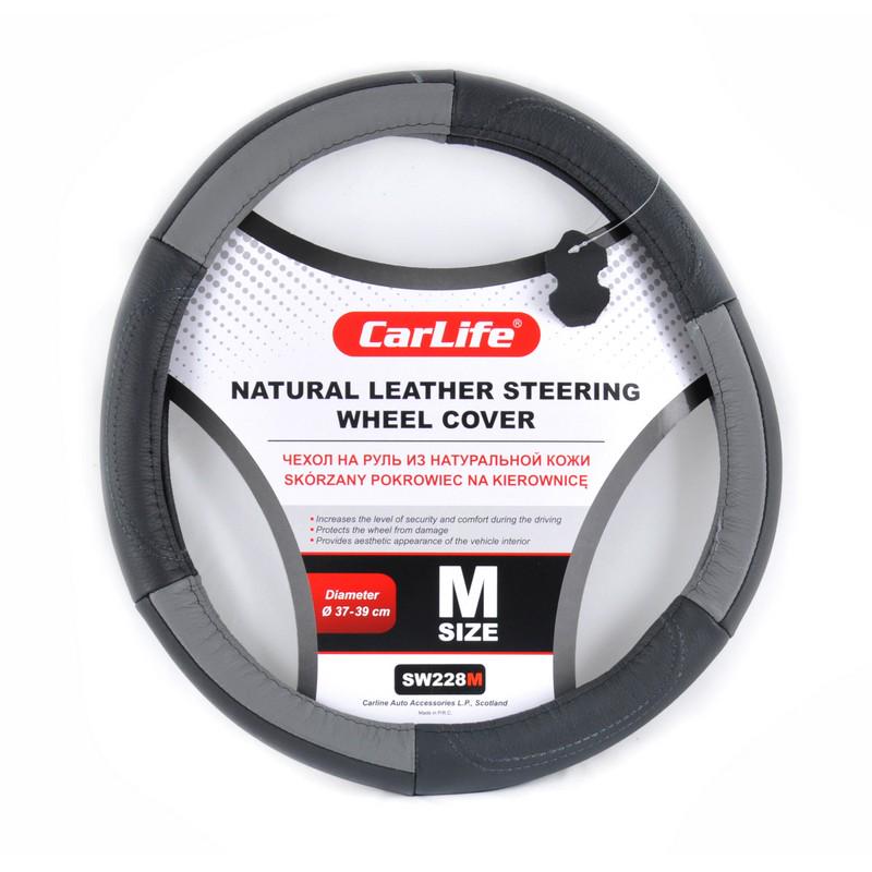 Чехол на руль кожаный Carlife 37 M 39 см Black/Grey (1856) Чехол на руль кожаный Carlife 37 M 39 см Black/Grey (1856)
