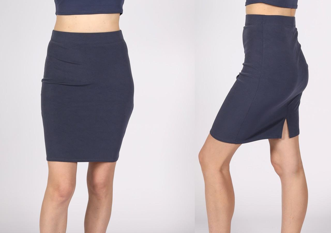 Юбка короткая женская с трикотажом и разрезом сзади р. 38 Графитовый (2495383754) - фото 4 Юбка короткая женская с трикотажом и разрезом сзади р. 38 Графитовый (2495383754) - фото 4