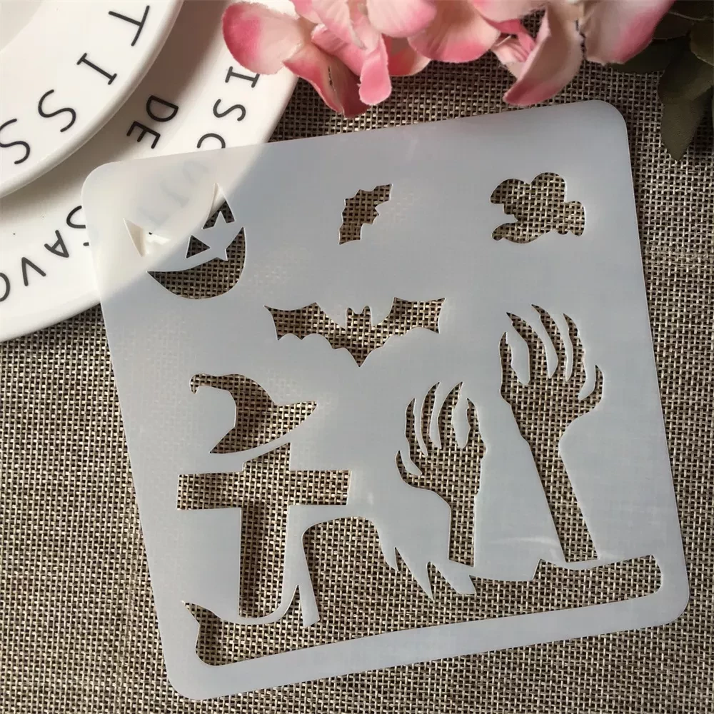 Трафарет для Хэллоуина Кладбище 13х13 см Серый (7615/38)