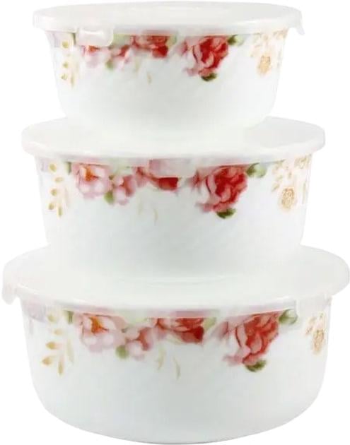 Набір салатників з кришкою Lumines Троянда 14х16х19 3 шт. (6801)