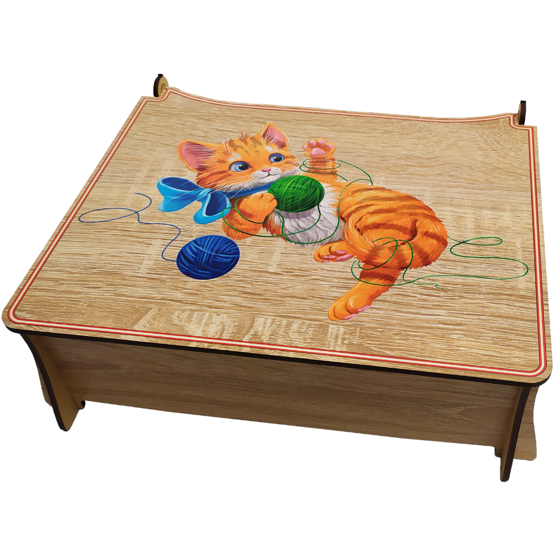 Органайзер для швейных принадлежностей Котик деревянный 22х18х7 см (31998537)