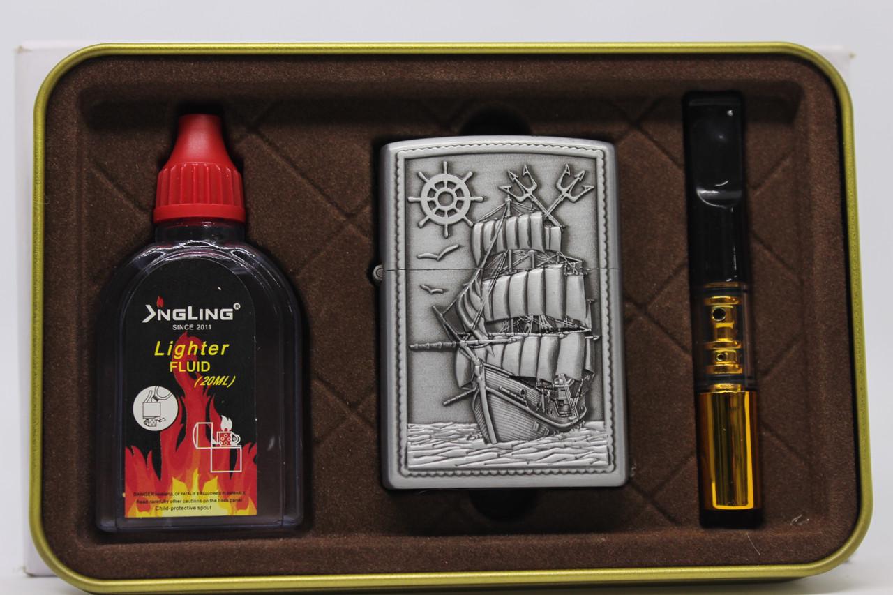 Набор с бензиновой зажигалкой ZIPPO в железном футляре Корабли №2-51 007 Gold (2729770038) Набор с бензиновой зажигалкой ZIPPO в железном футляре Корабли №2-51 007 Gold (2729770038)