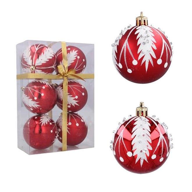 Набір пластикових новорічних куль D 8 см 6 шт. Червоний (43194)