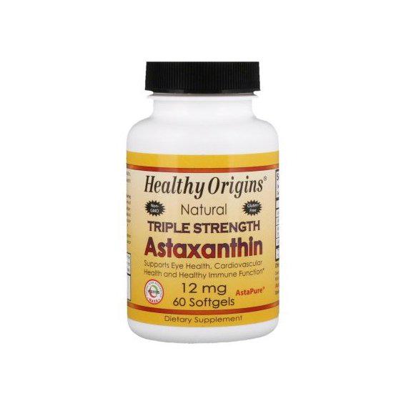 Астаксантін Healthy Origins Astaxanthin Natural Triple Strength 12 мг 60 Caps