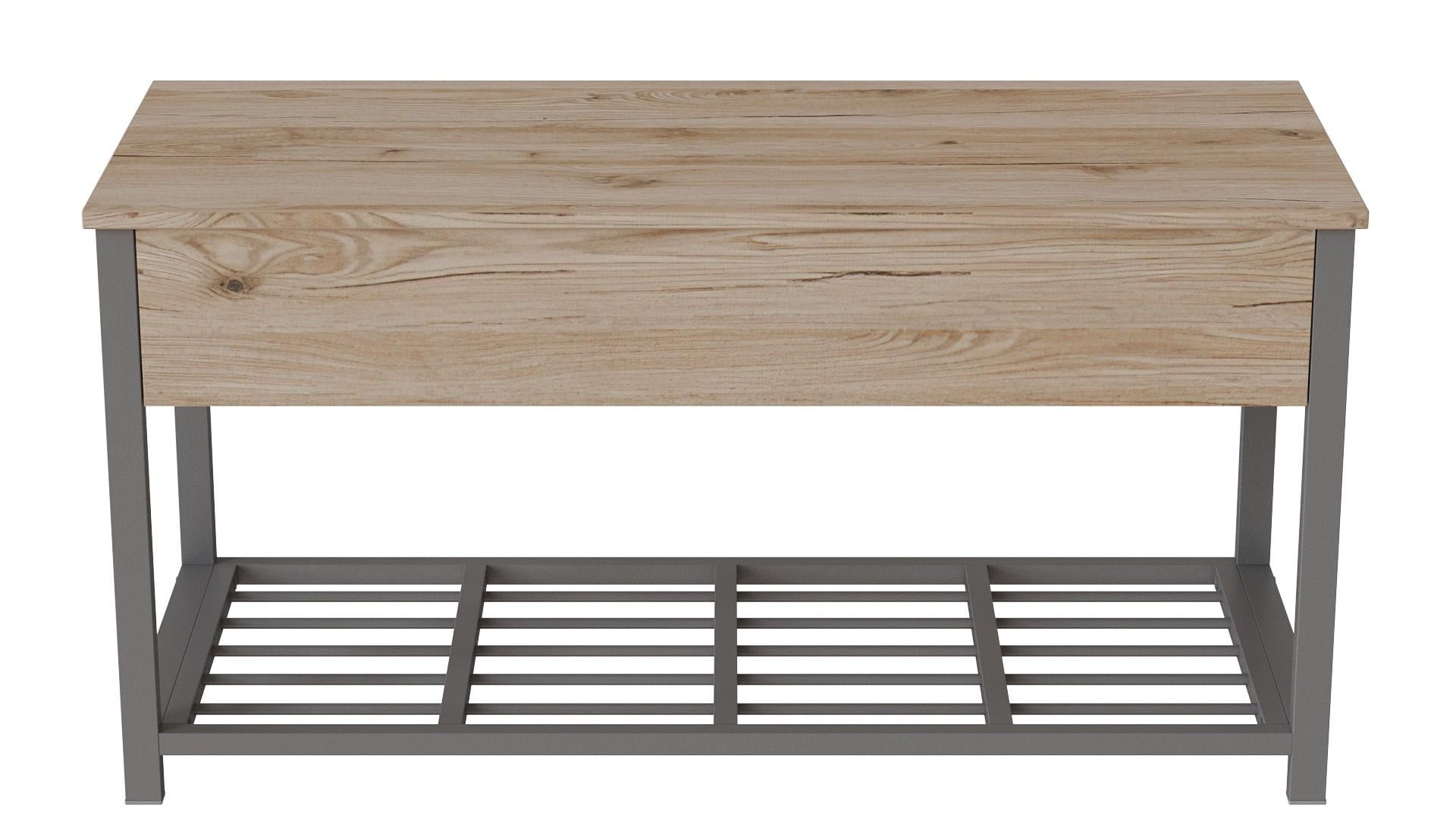 Банкетка с ящиком Ferrum-decor Дрейк 1 металл/ДСП 16 мм 550x1000x400 мм Серый/Дуб Сан-Марино (FRD-103060)