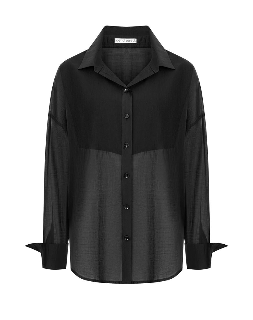 Блуза із тенселу GET DRESSED. чорна M-L Блуза із тенселу GET DRESSED. чорна M-L
