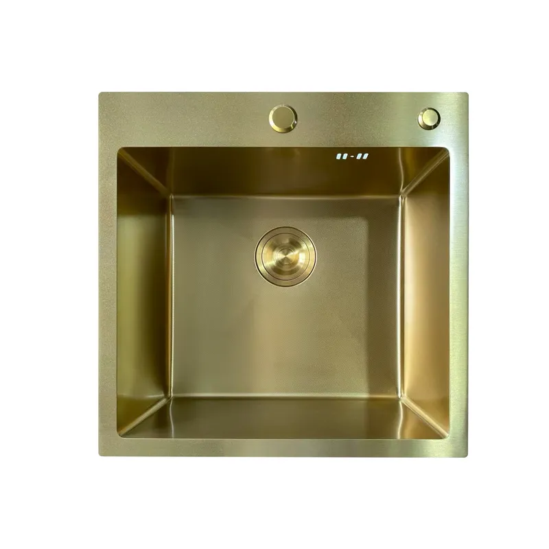 Мойка для кухни MIXXUS MH5050 Micro Decor Brushed Gold 3.0/0.8 из нержавеющей стали Матовое золото (MI8214)