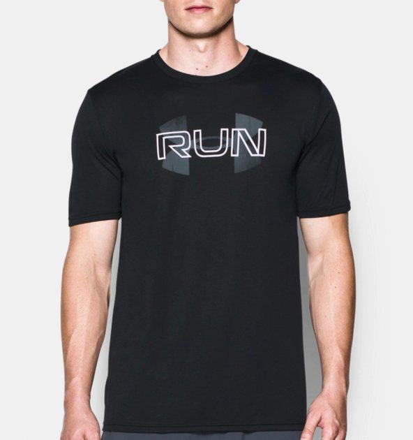 Футболка UA RUN OVERLAP LOGO S/S S Чорний (1289677-001)