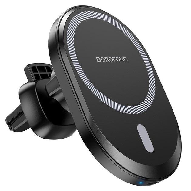 Тримач магнітний з бездротовою зарядкою Borofone BH201 magnetic wireless fast charging car holder Black (20359447) - фото 2