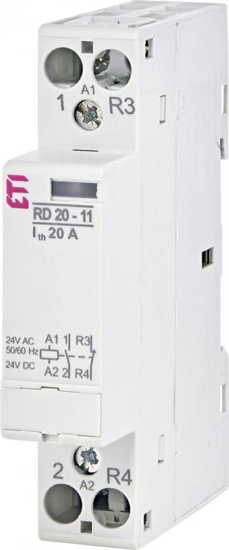 Контактор модульный ETI RD 25-11 2P 20A 1NO+1NC 24V (2464007)