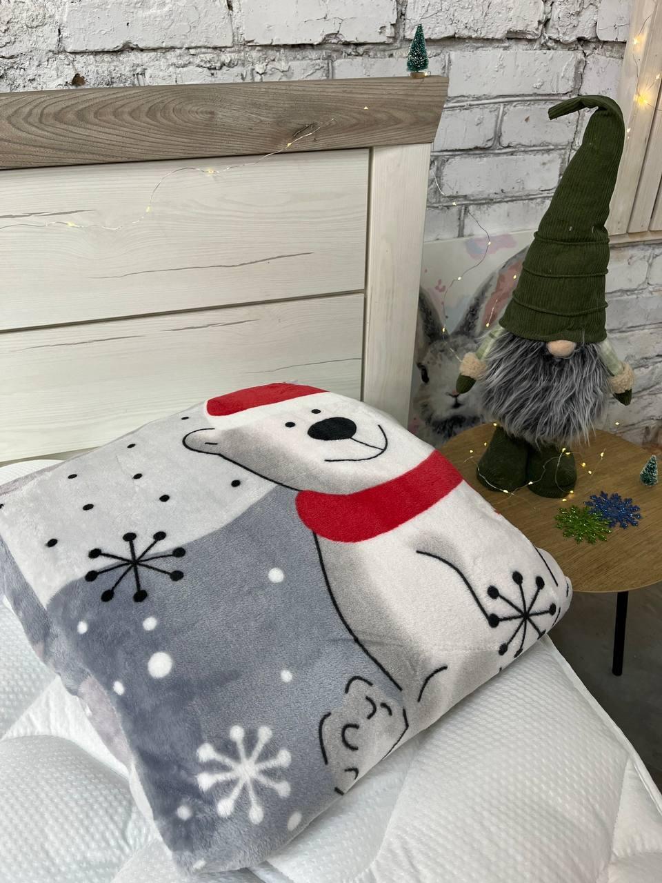 Плед флісовий Новорічний 160х215 см Сірий (Д-mur-nr-pled-007) - фото 4