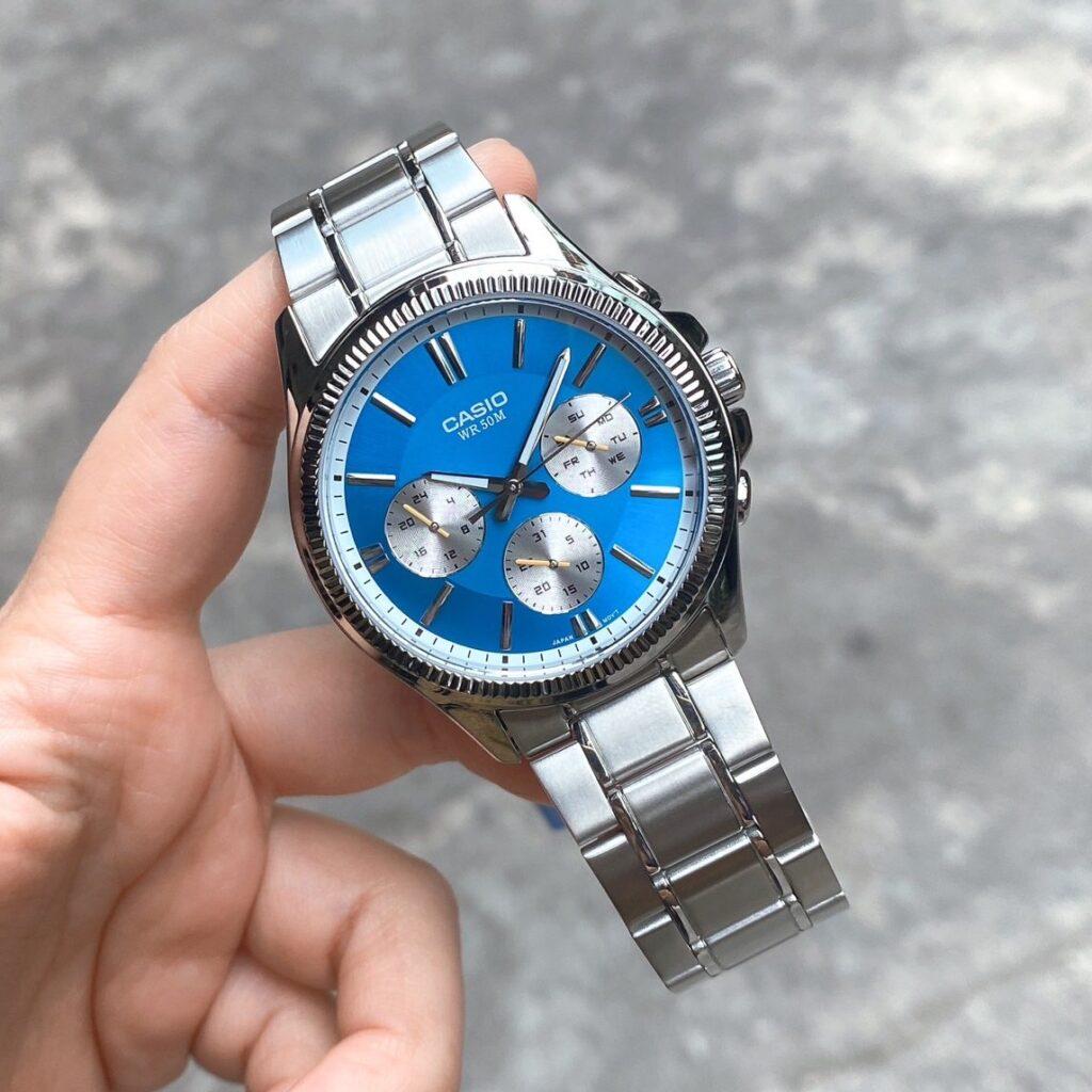 Наручные часы мужские Casio MTP-1375D-2A1VDF d 42 мм Синий/Серебряный (2447931056) - фото 7