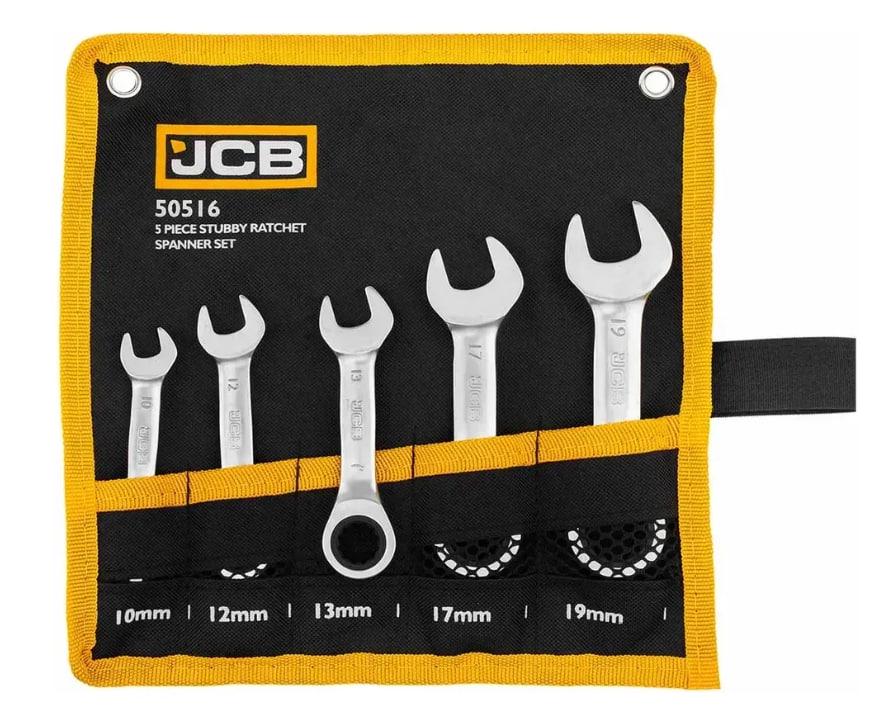 Набір комбінованих коротких з тріскачкою ключів JCB Tools JCB-50516 5 пр. в чохлі 10-19 мм (JCB-50516)